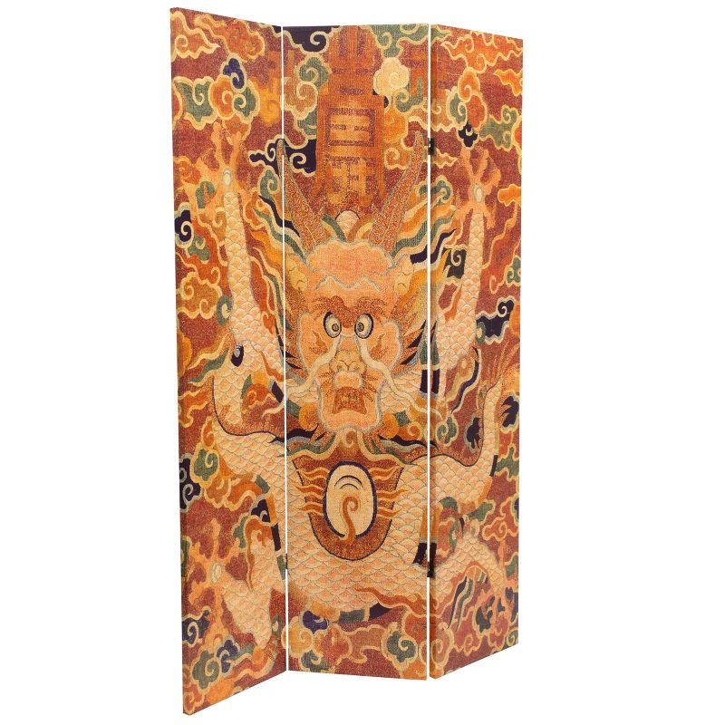 6" Double Sided Dragon of the Red Chamber Room Divider Red - Oriental Furniture