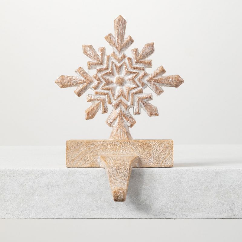 Sullivans Snowflake Stocking Holder 9"H Brown
