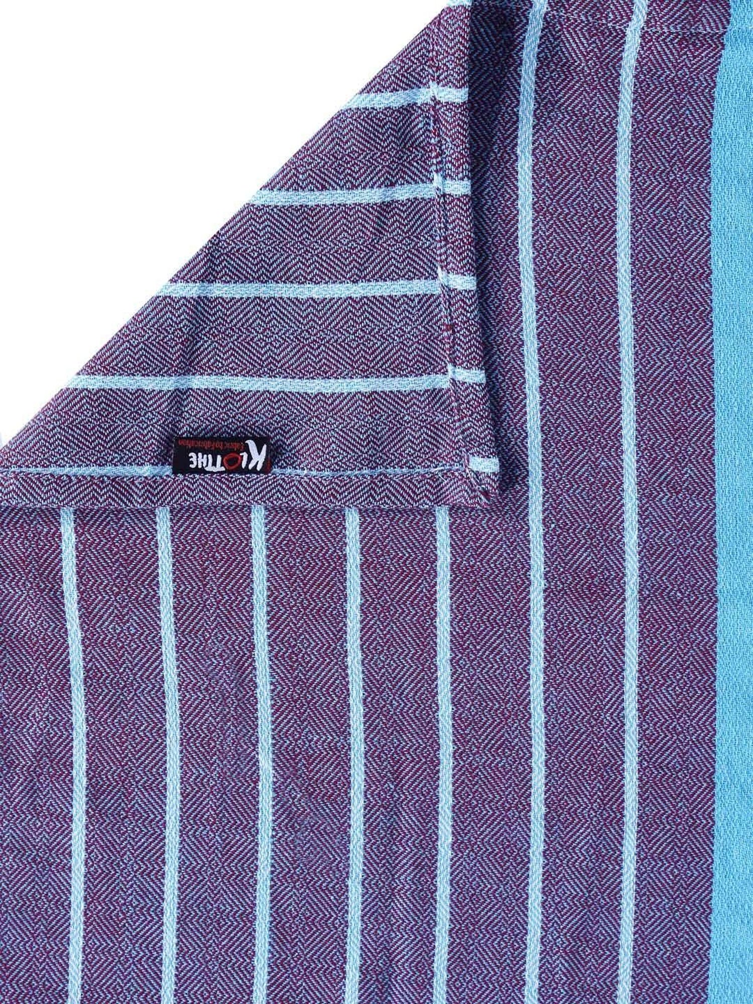 Klotthe Striped Blue 300 TC Cotton Rectangle 6-Seater Table Cover