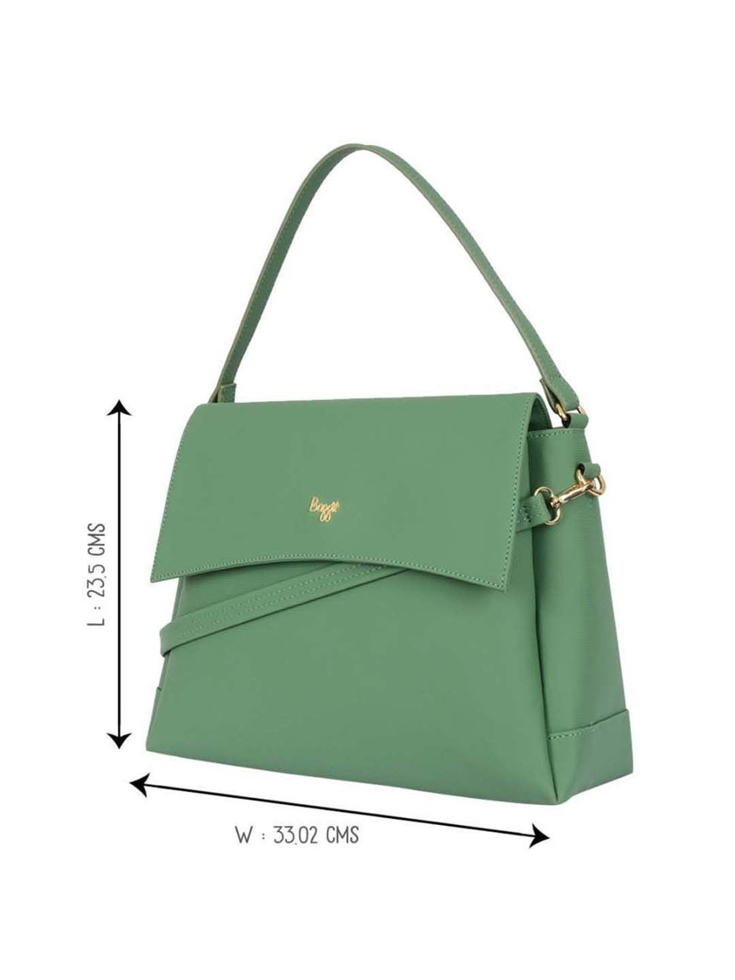 Baggit Green Solid Medium Satchel Handbag