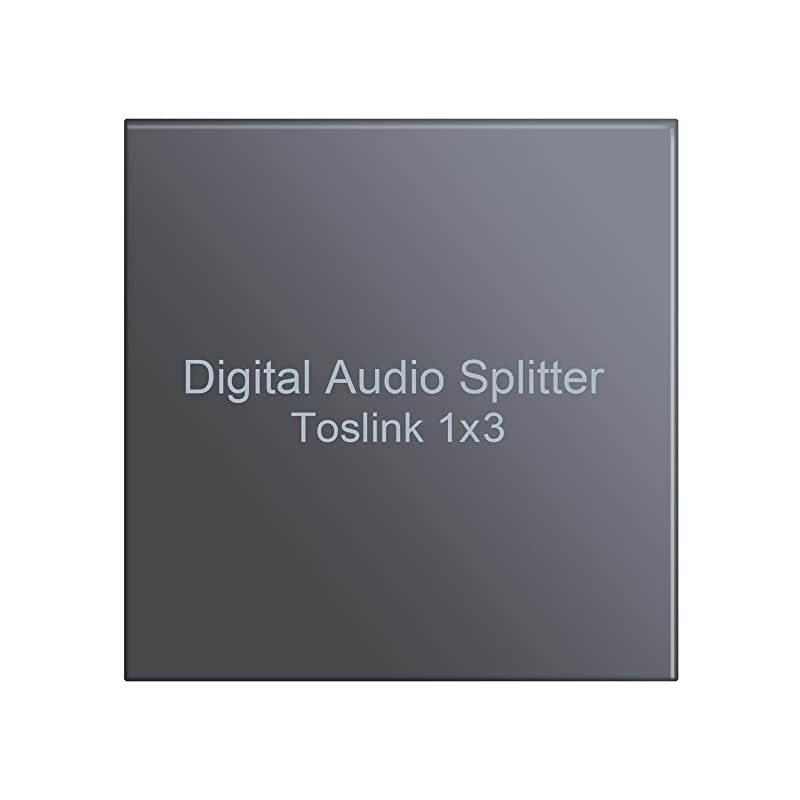 3 Port Toslink Splitter with 4pcs 6ft Optical Cable Digital Optical Audio Splitter Aluminum Alloy SPDIF Toslink Fiber Audio Splitter 1 in 3 Out Support DolbyAC3 DTS for PS3 DVD HDTV