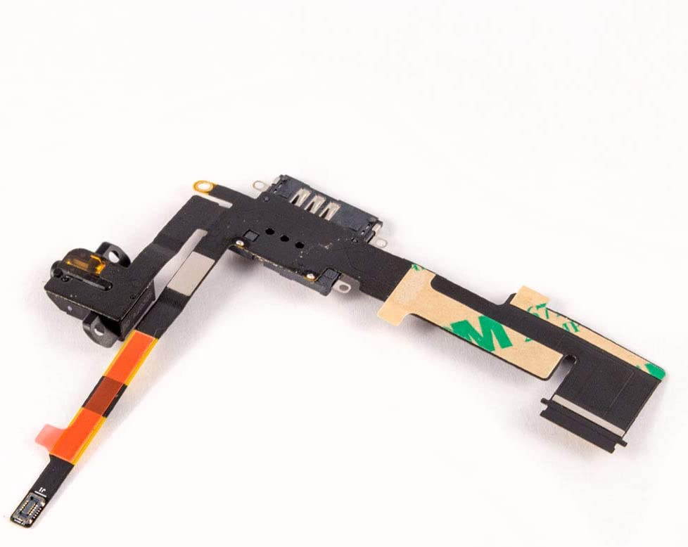 Group Vertical Replacement Headphone Jack with Flex Cable Compatible with Apple iPad 2 3G (Black) (A1395, A1397, A1396)