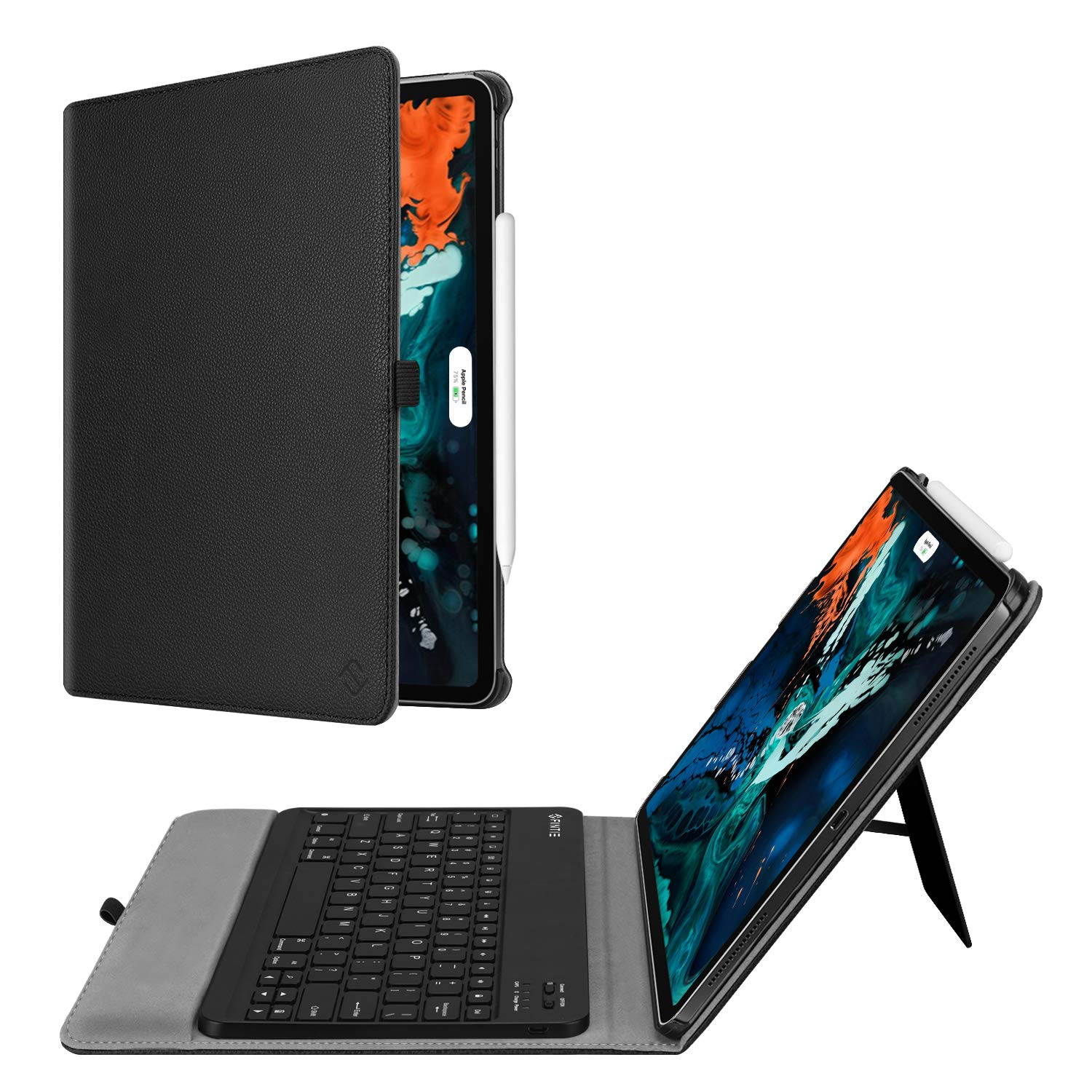 Fintie Keyboard Case for iPad Pro 12.9 3rd Gen 2018 - [Supports 2nd Gen Pencil Charging Mode] Folio Stand Cover with Removable Wireless Bluetooth Keyboard, Black