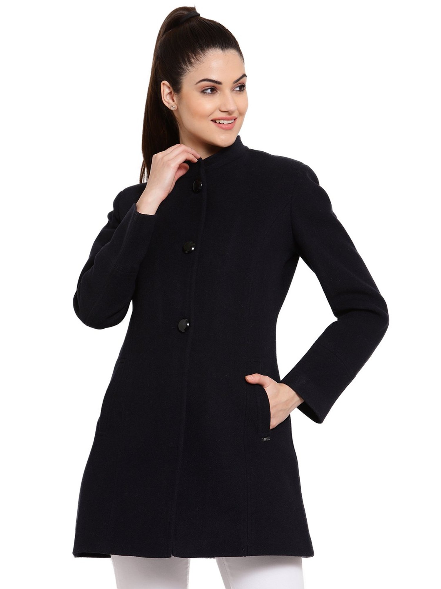 Juelle Navy Full Sleeves Coat