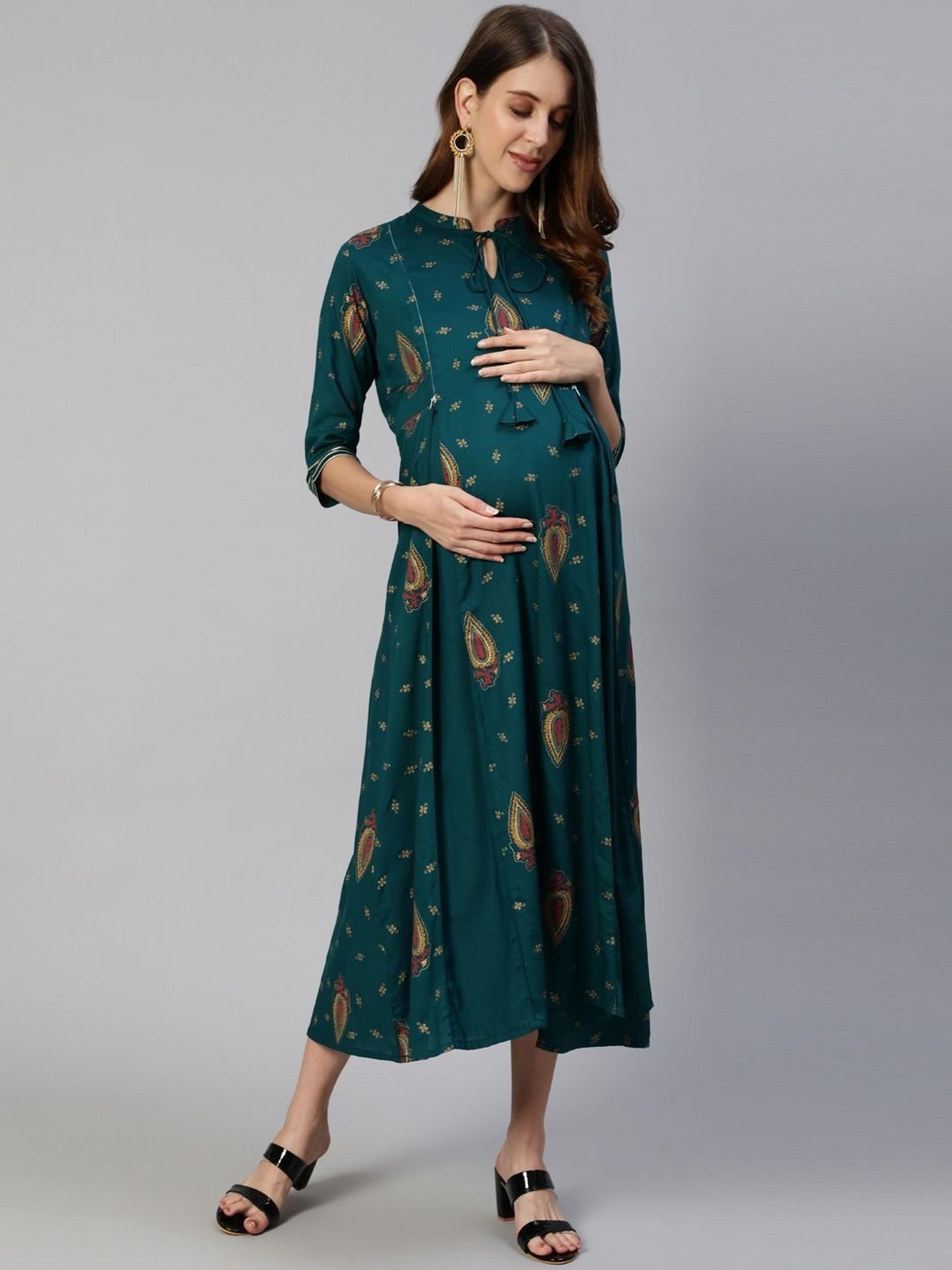 Anubhutee Green Print Maternity Dress