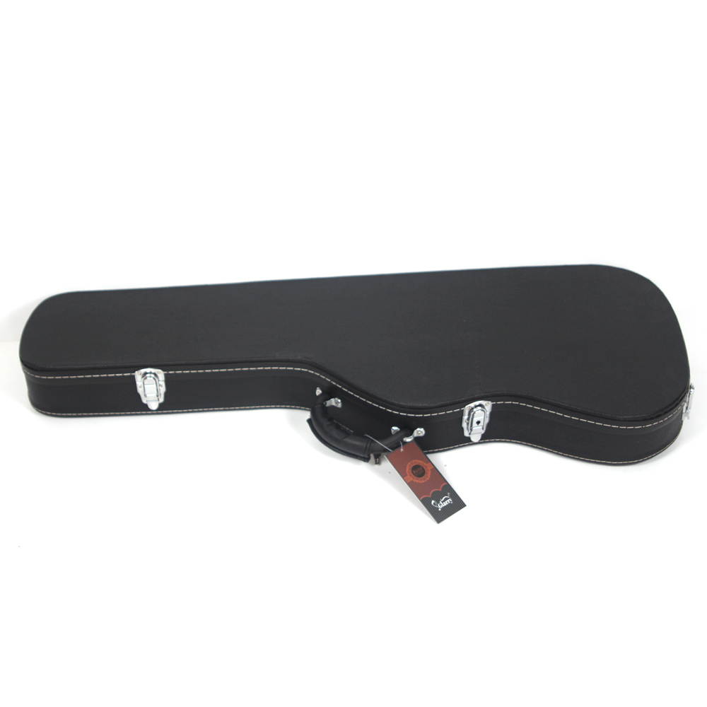 Straight Flange Black Standard Electric Guitar Carrying Hard Shell Case w/ Lock