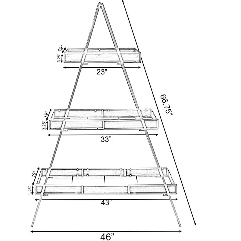 Vintiquewise Large Ladder Triangular 3 Tier Metal Display Shelving Server Rack