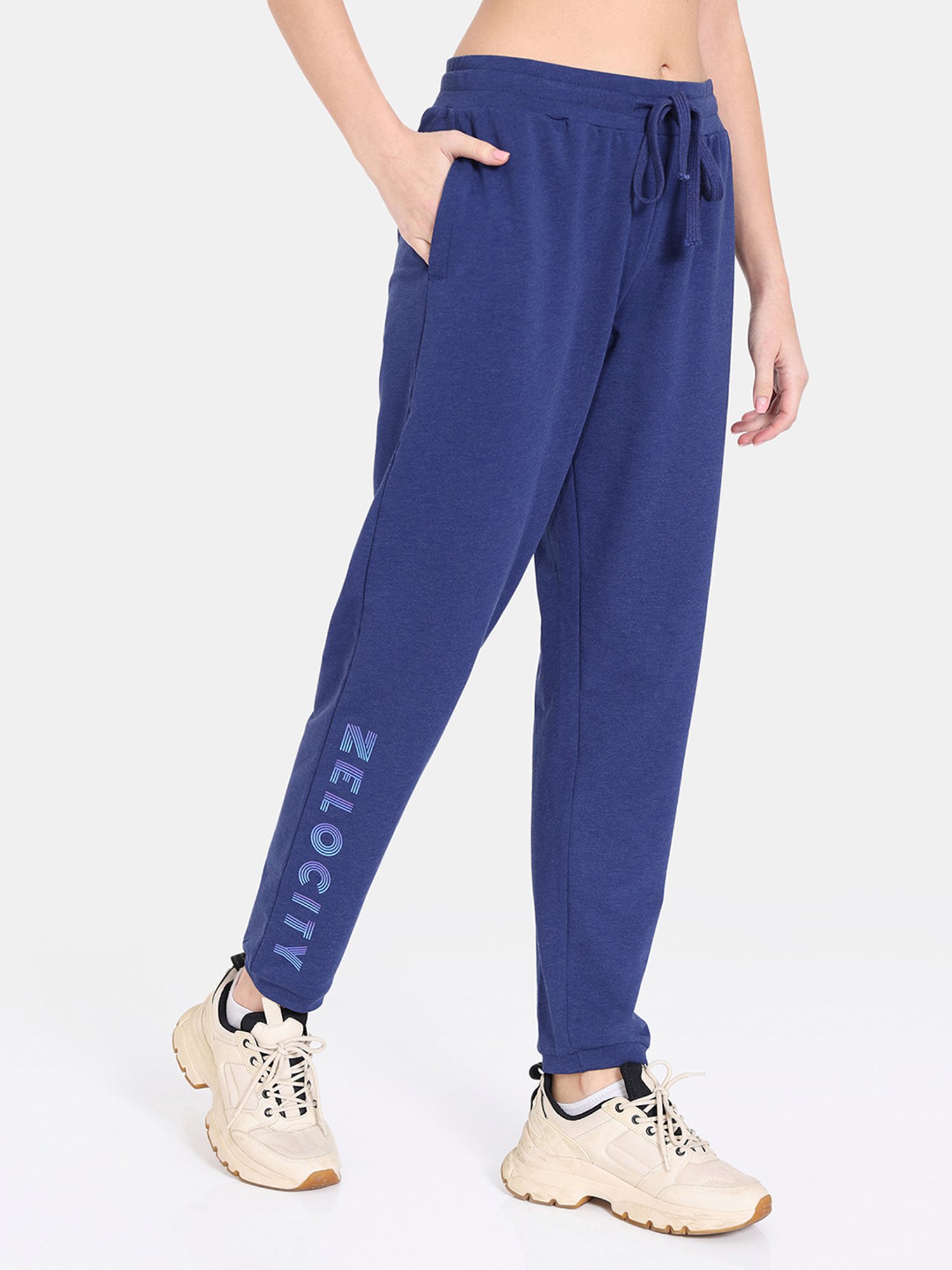 Zelocity by Zivame Blue Printed Track Pants
