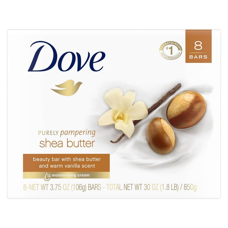 Dove Purely Pampering Shea Butter with Warm Vanilla Beauty Bar Soap - 8pk - 3.75oz each
