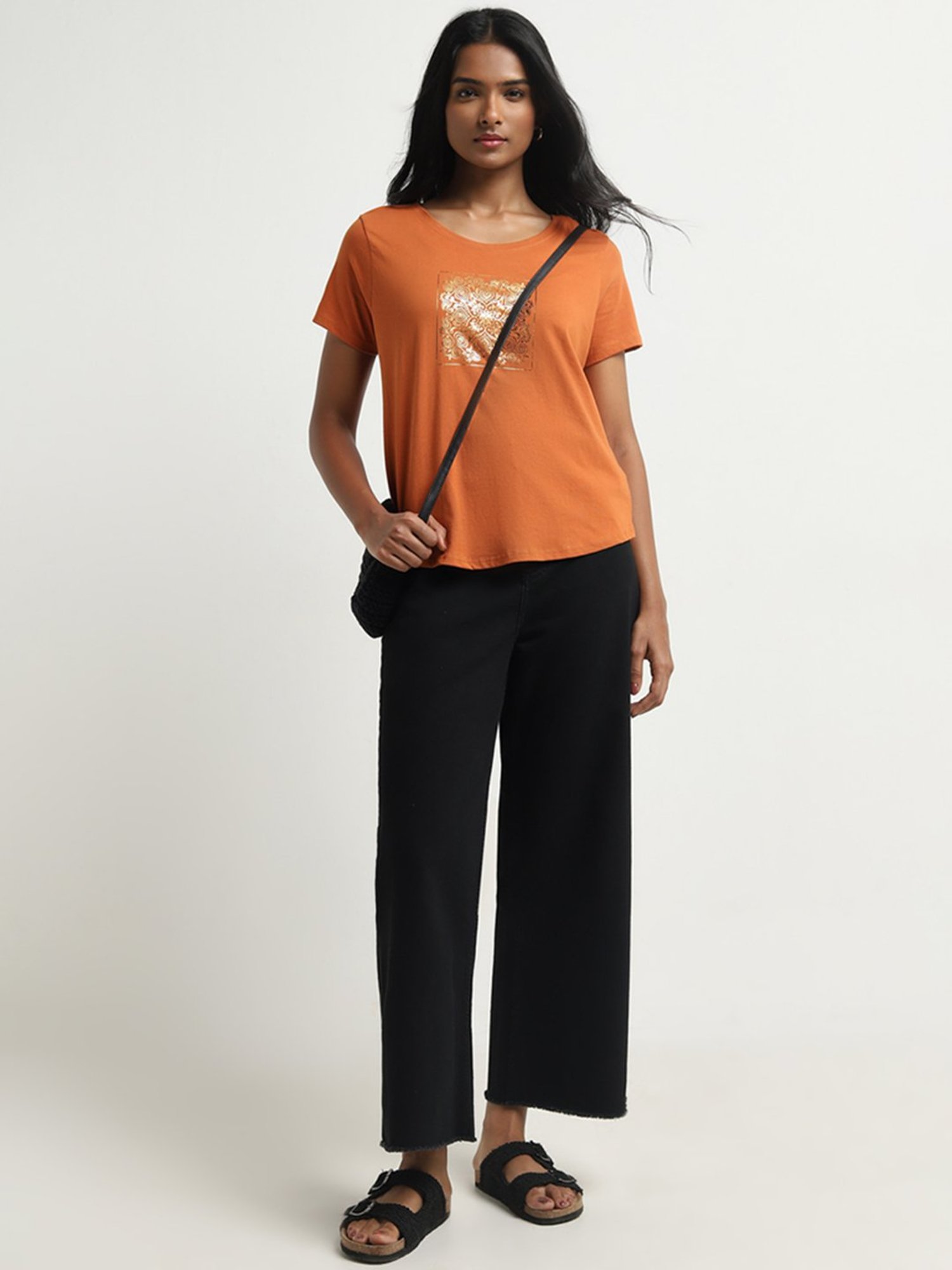 LOV by Westside Rust Mandala Design Cotton T-Shirt