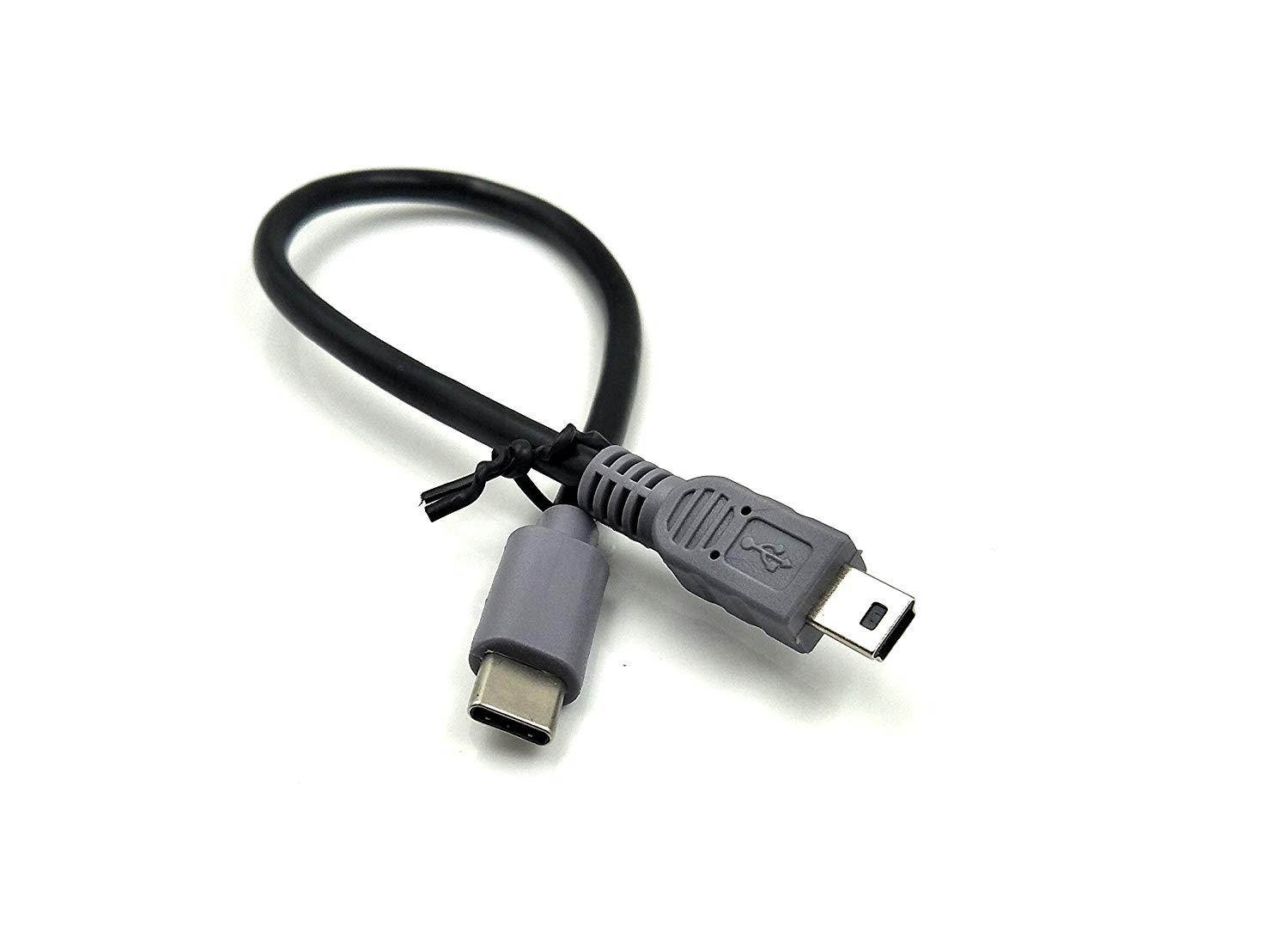 Duttek Type C (USB C) Male to Mini USB 5-Pin Male On-the-go Data Convertor Adapter OTG Cable for Macbook, iMac Pro, Chromebook Pixel(Grey & Black) (10 inch/25 cm)