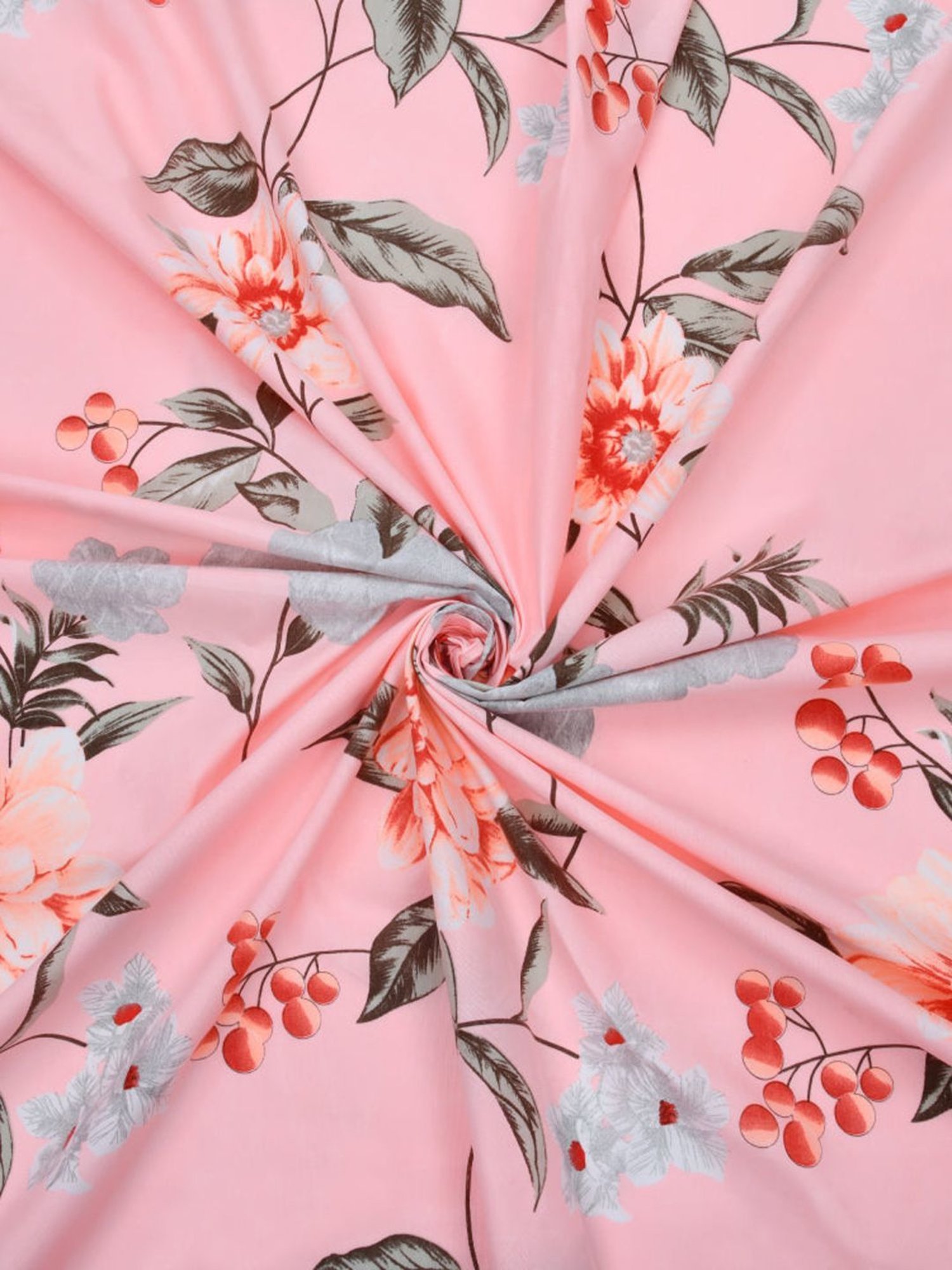 @home Utopia Bloom Floral Pink 110 GSM Cotton Blend Double Bed Sheet with 2 Pillow Covers