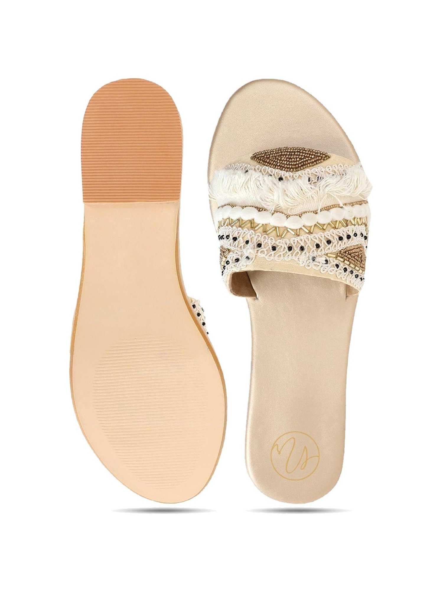 NR by Nidhi Rathi Women's Golden Casual Sandals