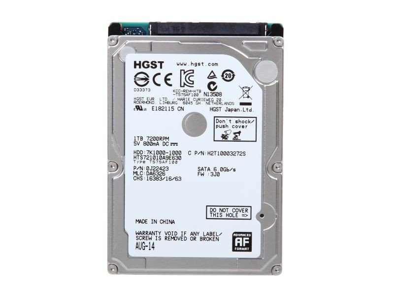 HGST Travelstar 7K1000 HTS721010A9E630 (0J22423) 1TB 7200 RPM 32MB Cache SATA 6.0Gb/s 2.5" Internal Notebook Hard Drive (Standard Model) Bare Drive