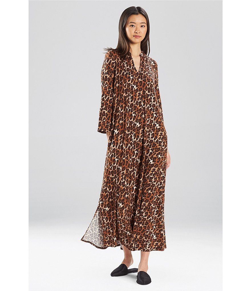 N Natori Wild Instinct Animal Print Jersey Knit Caftan