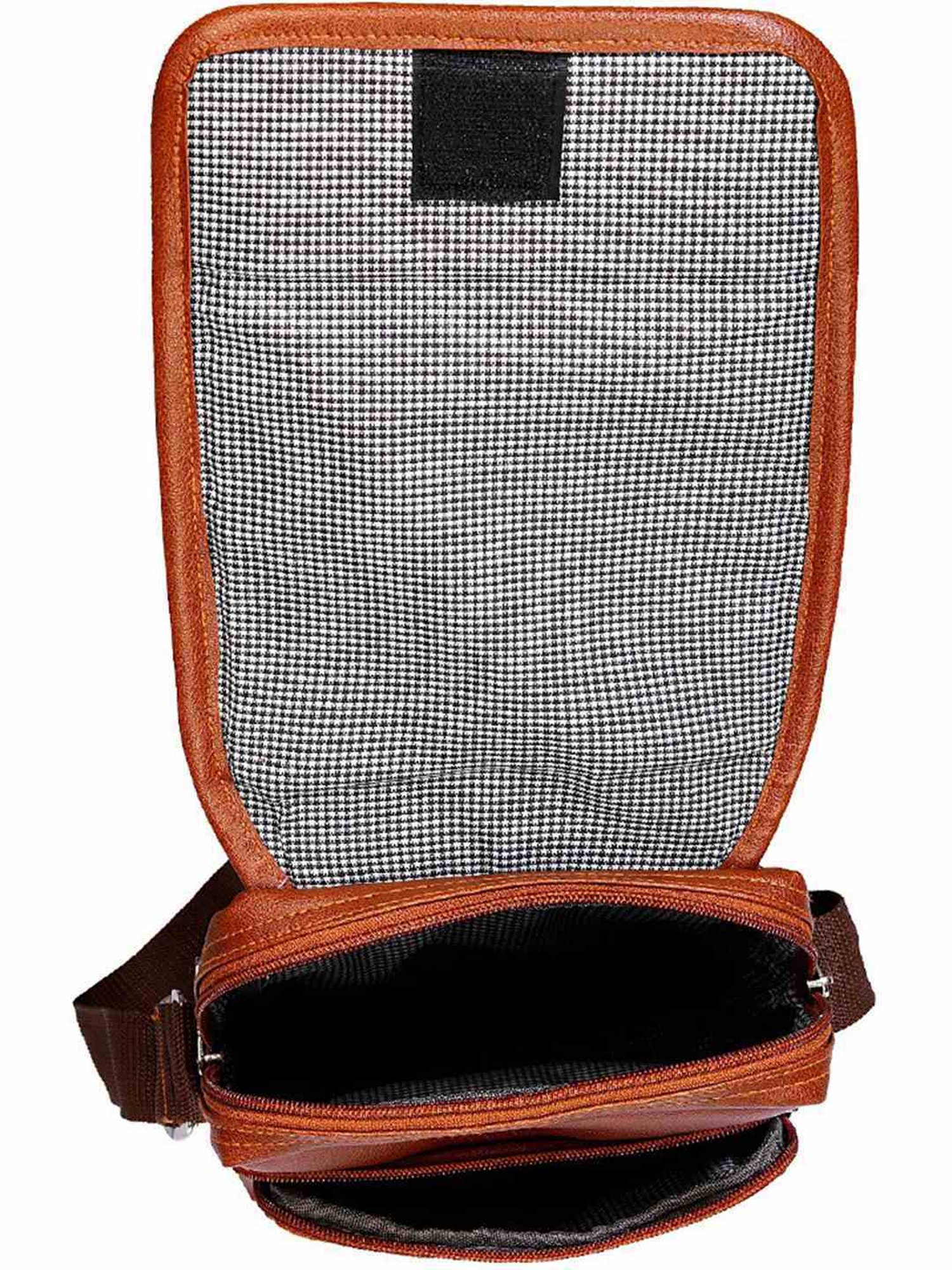 Leather World Tan Solid Medium Cross Body Bag