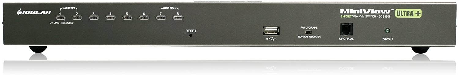 IOGEAR 8-Port USB PS/2 Combo VGA KVMP Switch with USB KVM Cables, GCS1808KITU