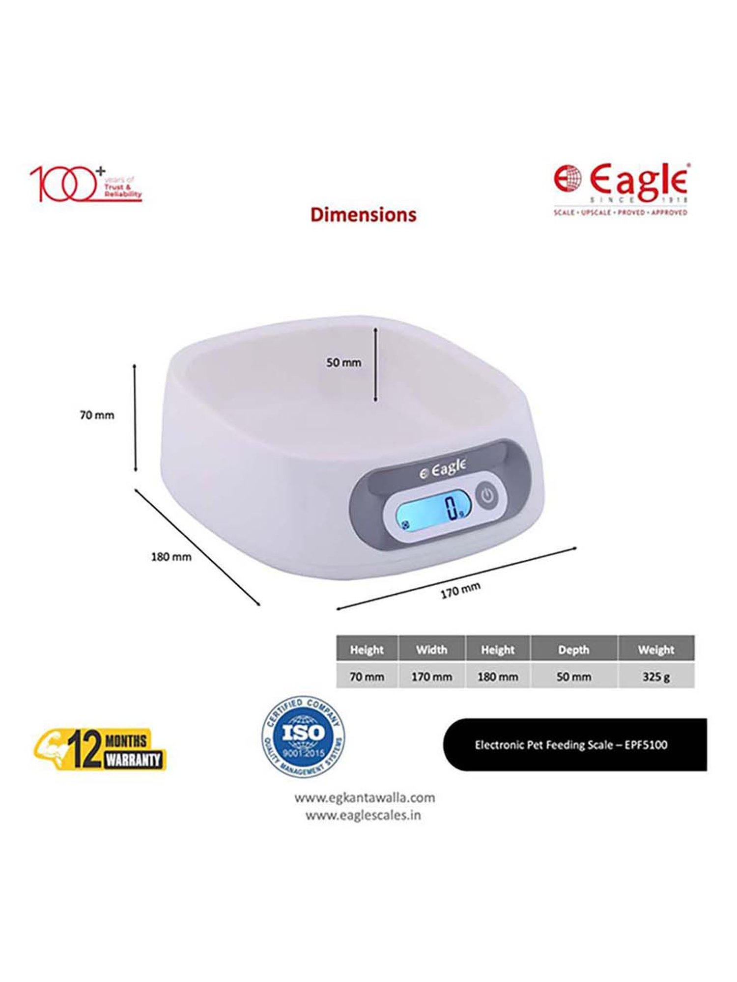 Eagle EPF-5100A Digital Weight Machine for Kitchen 2 kg Capacity,1 g Accuracy,Kitchen Weighing Scale
