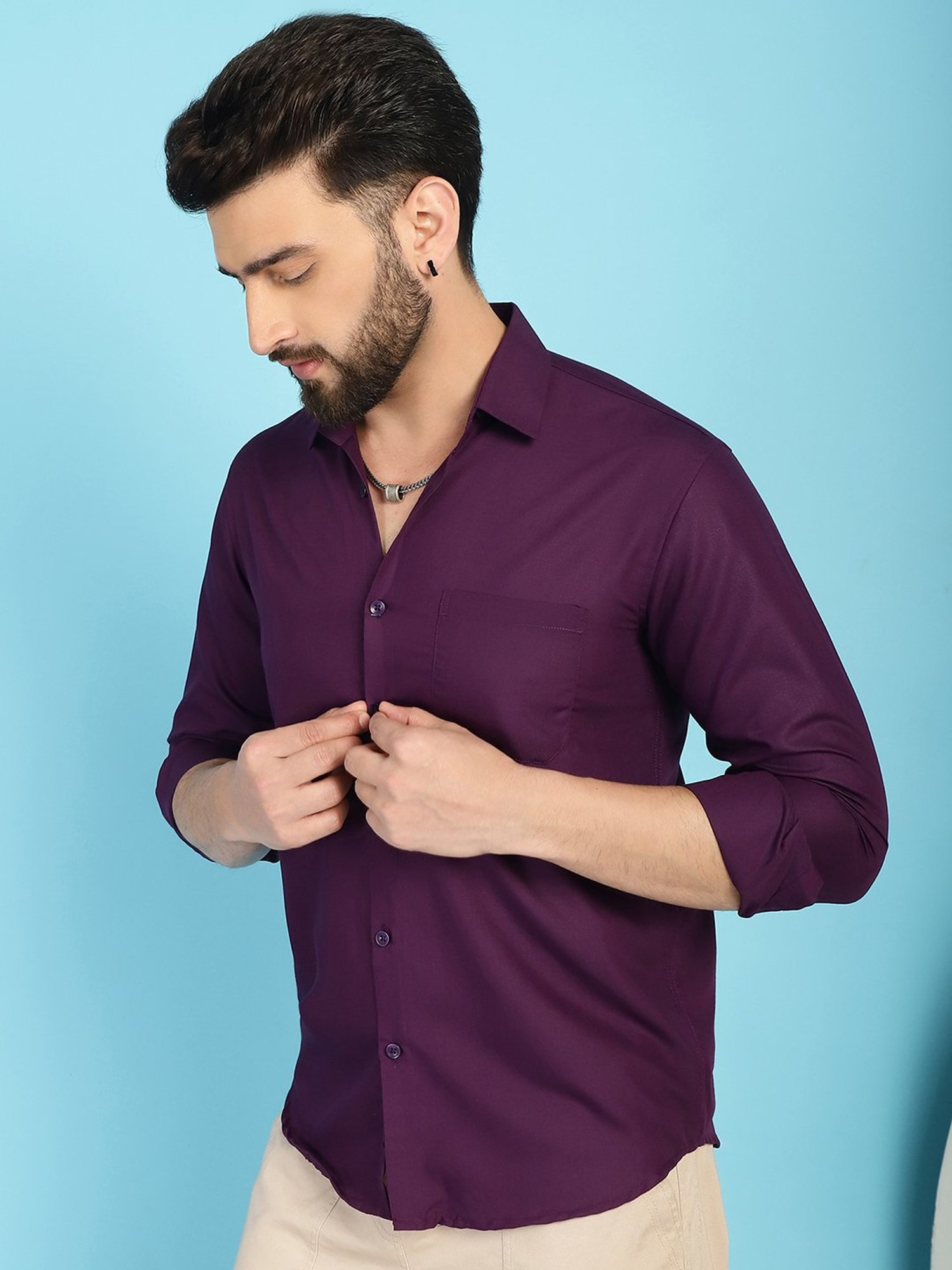 Indian Needle Burgundy Regular Fit Shirt
