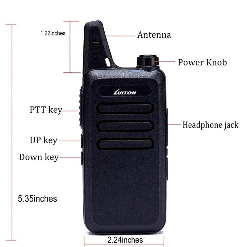 Mini Walkie Talkies with Earpiece Rechargeable 3 Watt for Camping Hiking Playing Outdoor Game by  (Black 2 Packs)