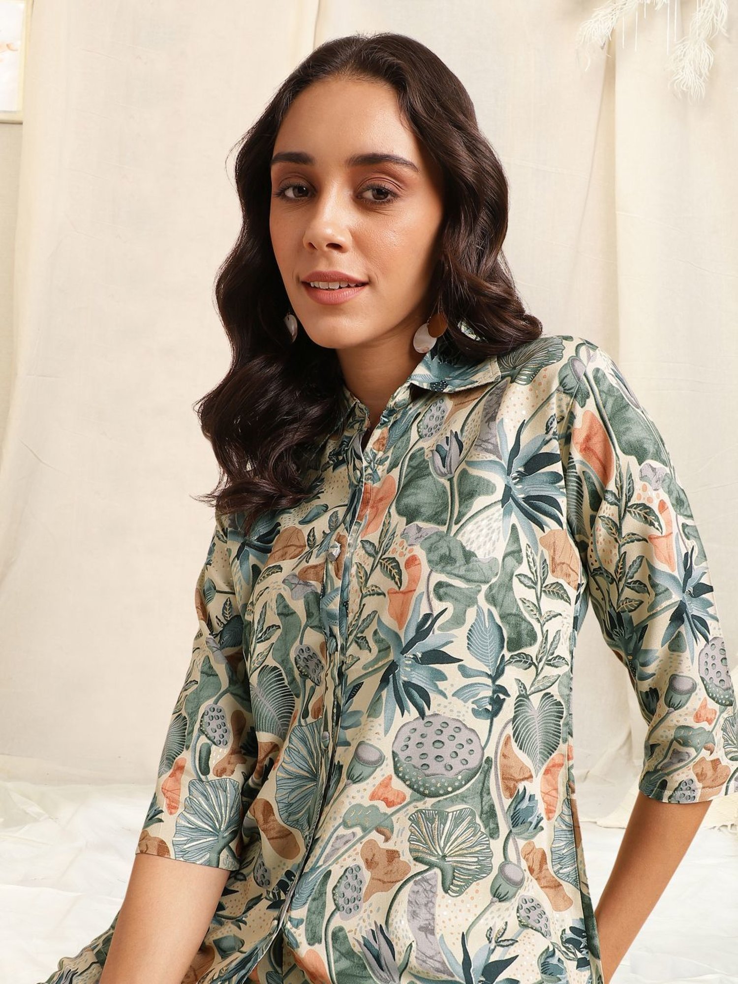 MIRCHI FASHION Green Printed Shirt Pant Set