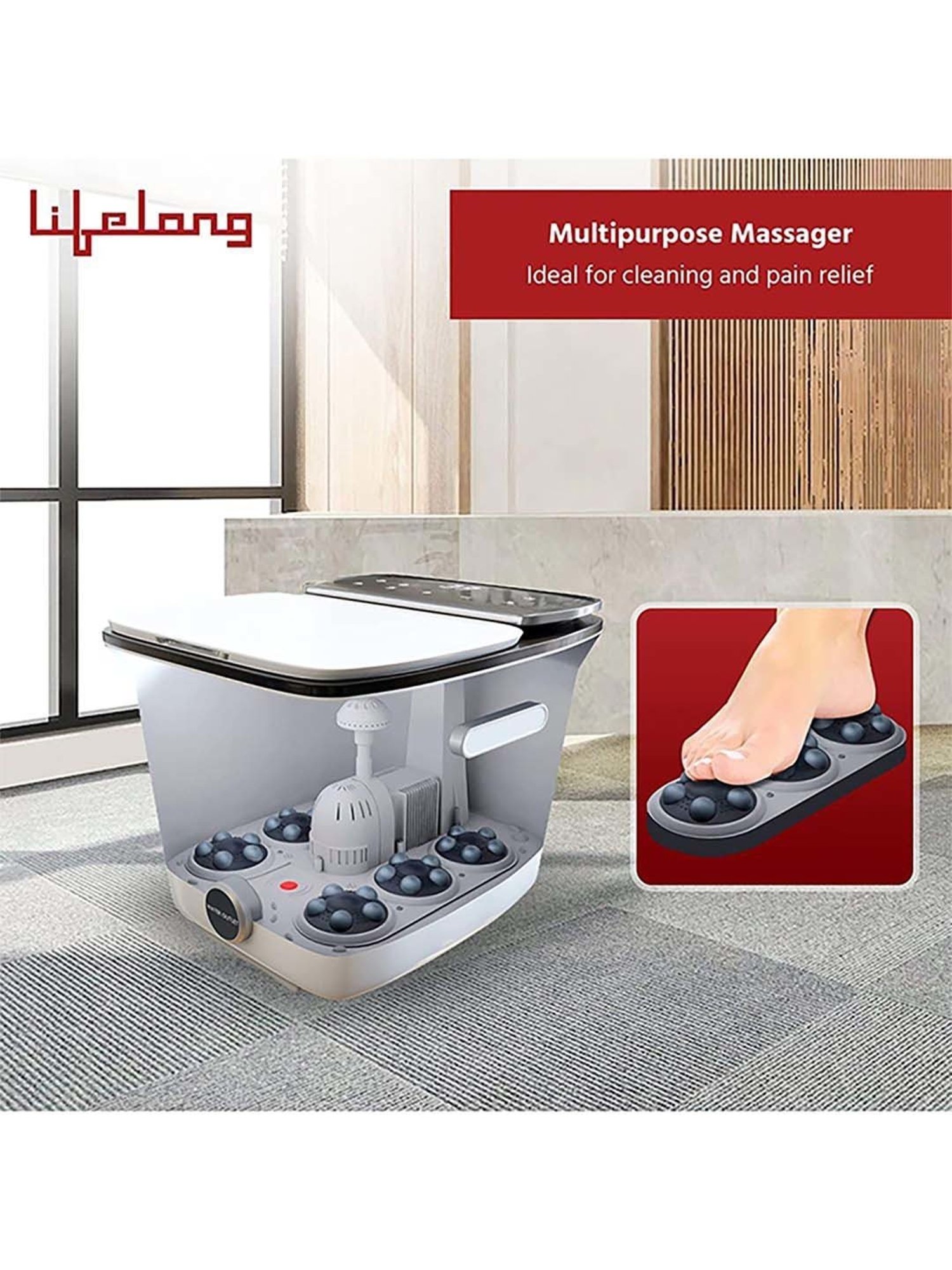 Lifelong LLM477 Premium Foot Spa Massager with Digital Screen (White)
