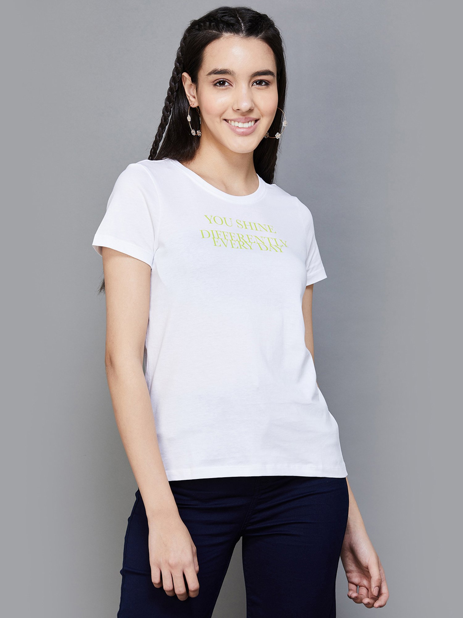 Fame Forever by Lifestyle White Cotton Printed T-Shirt