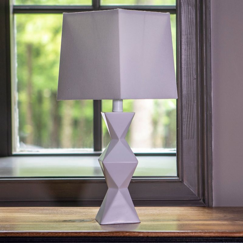 20.5" Knox Stacked Diamond Tale Lamp Satin White - Decor Therapy