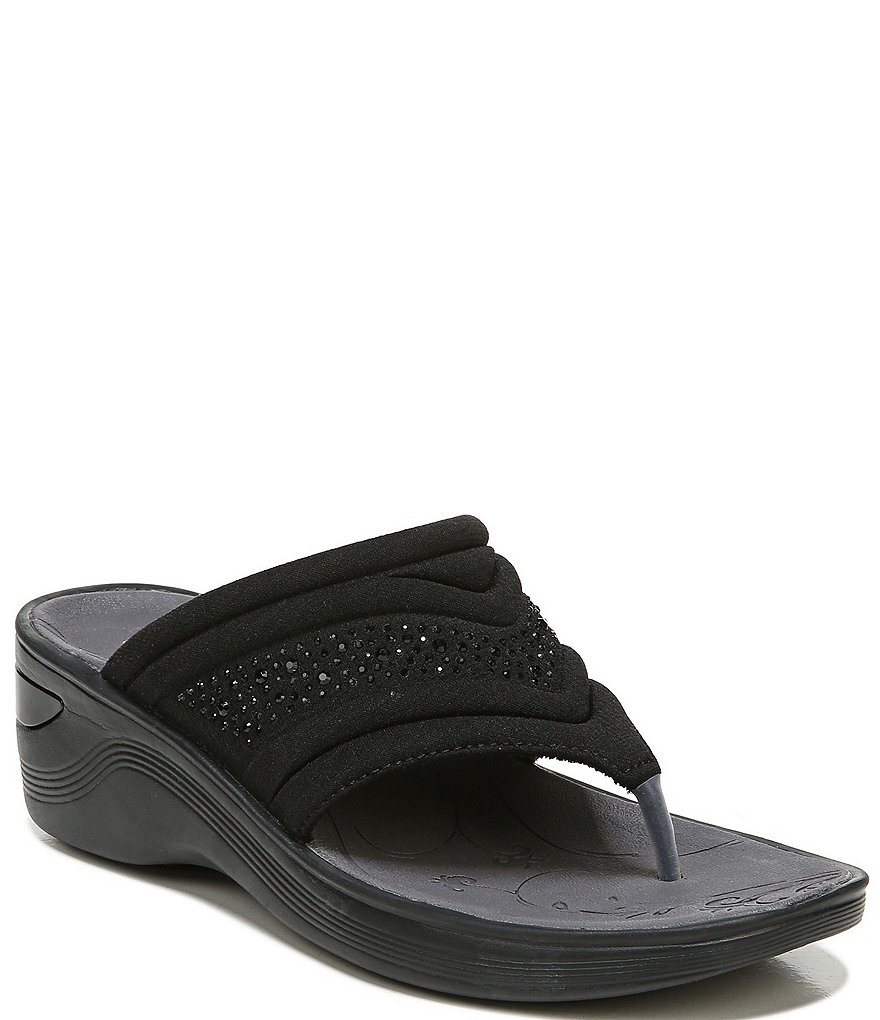 Bzees Dazzle Me Rhinestone Embellished Washable Slip-On Thong Sandals