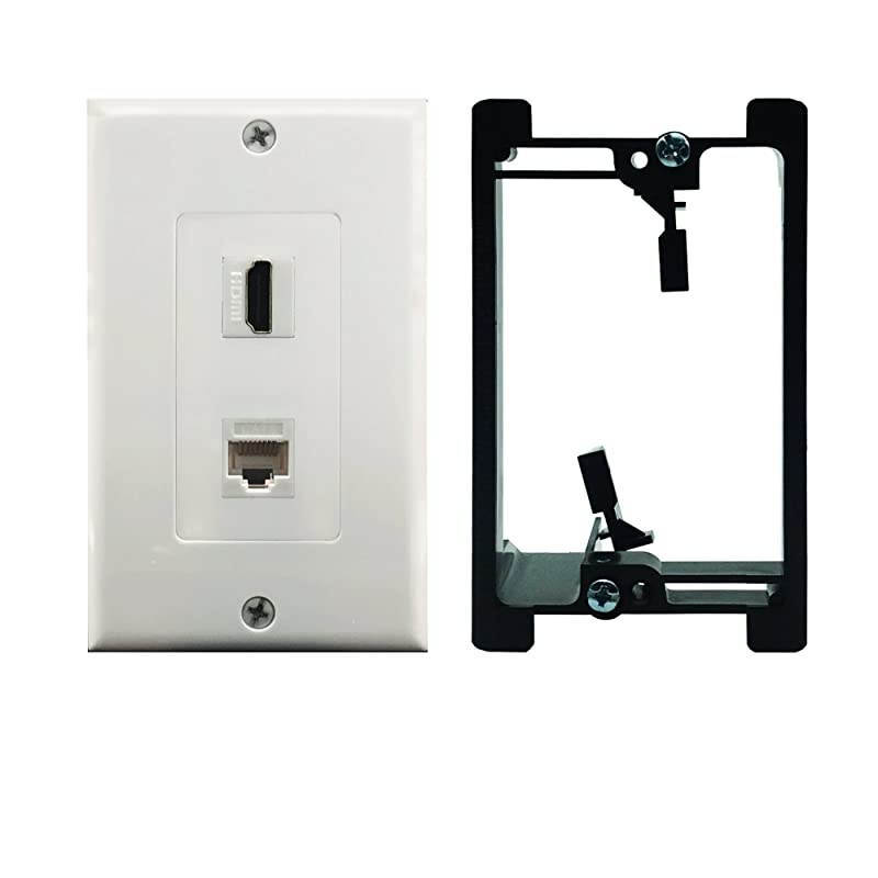 HDMI and Cat6 Ethernet RJ45 Wall Plate For HDTVWith Single Gang Low Voltage Mounting Bracket