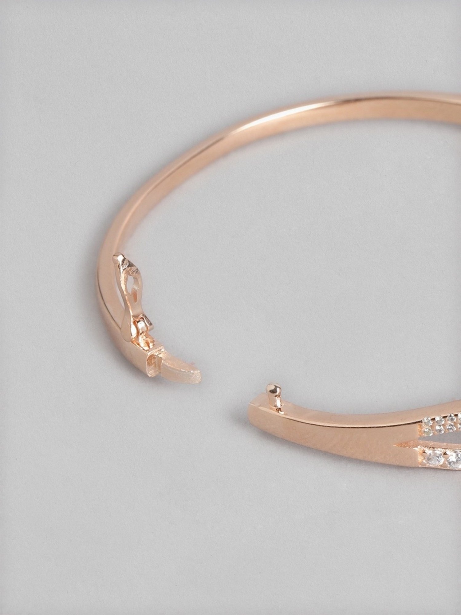 Zavya Infinity CZ Rose Gold-Plated 92.5 Sterling Silver Kada Bracelet