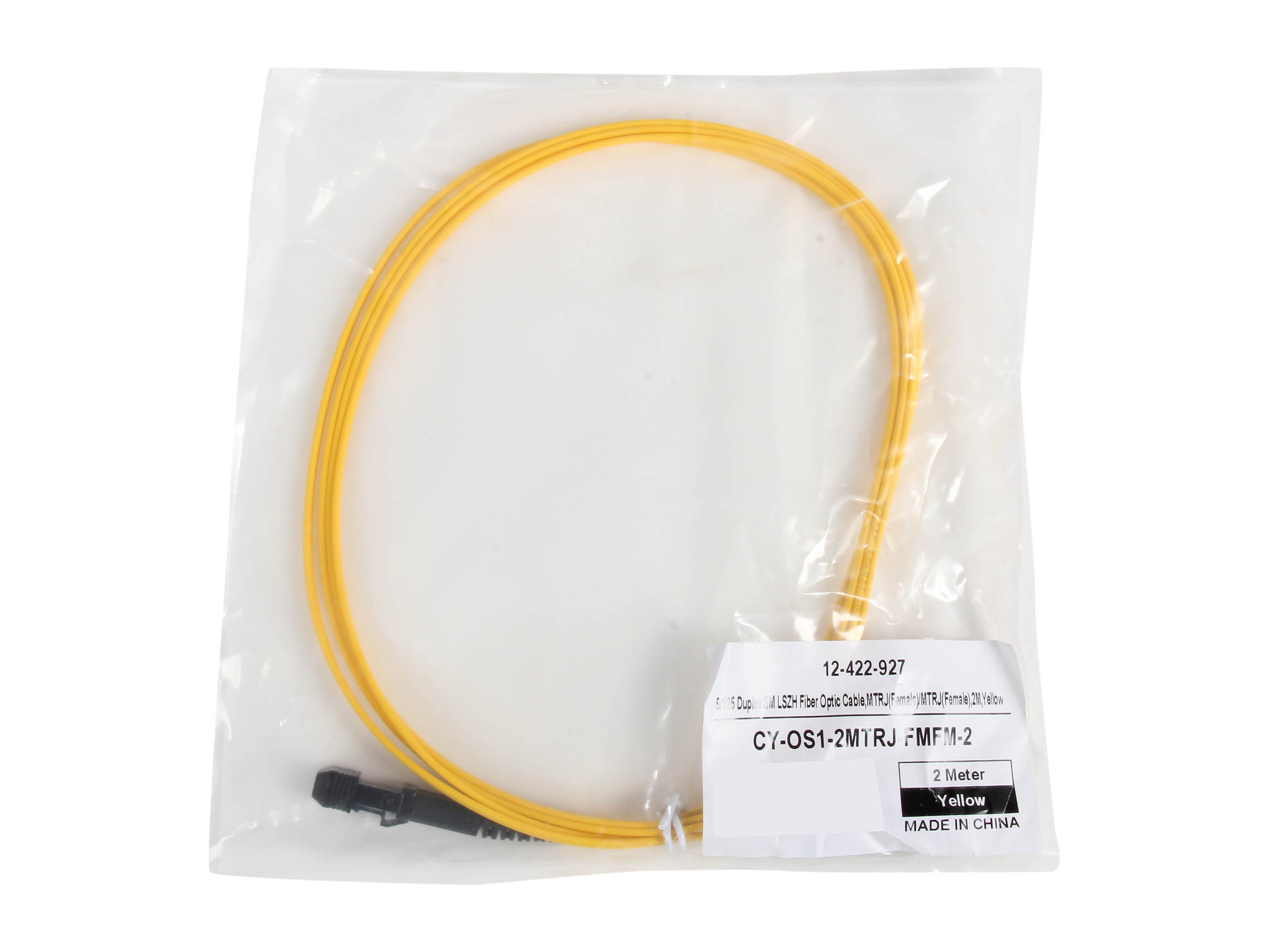 Coboc CY-OS1-2MTRJ-FMFM-2 6.65 ft. Fiber Optic Cable, MTRJ (Female)/MTRJ (Female), Single Mode, Duplex - Yellow
