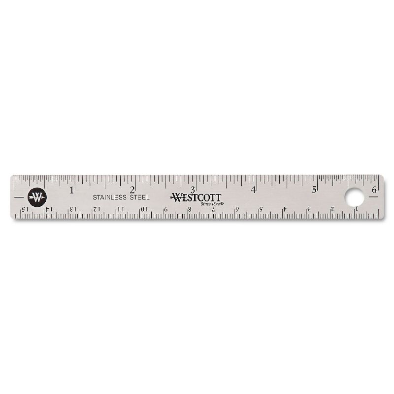 Westcott Stainless Steel Office Ruler With Non Slip Cork Base 6" 10414