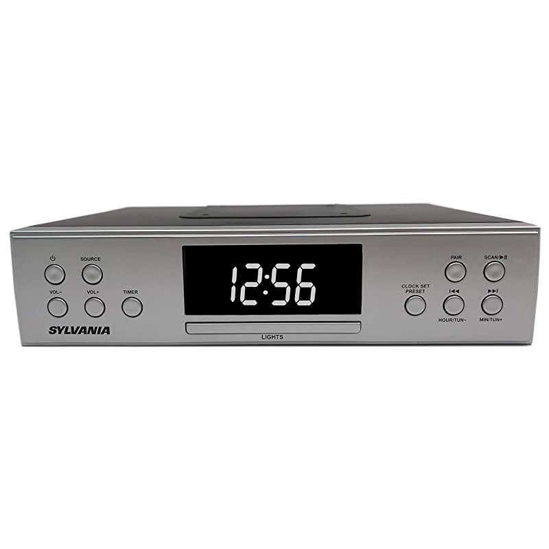 SKCR Under Cabinet Clock Radio Music System with Bluetooth Streaming and FM Radio