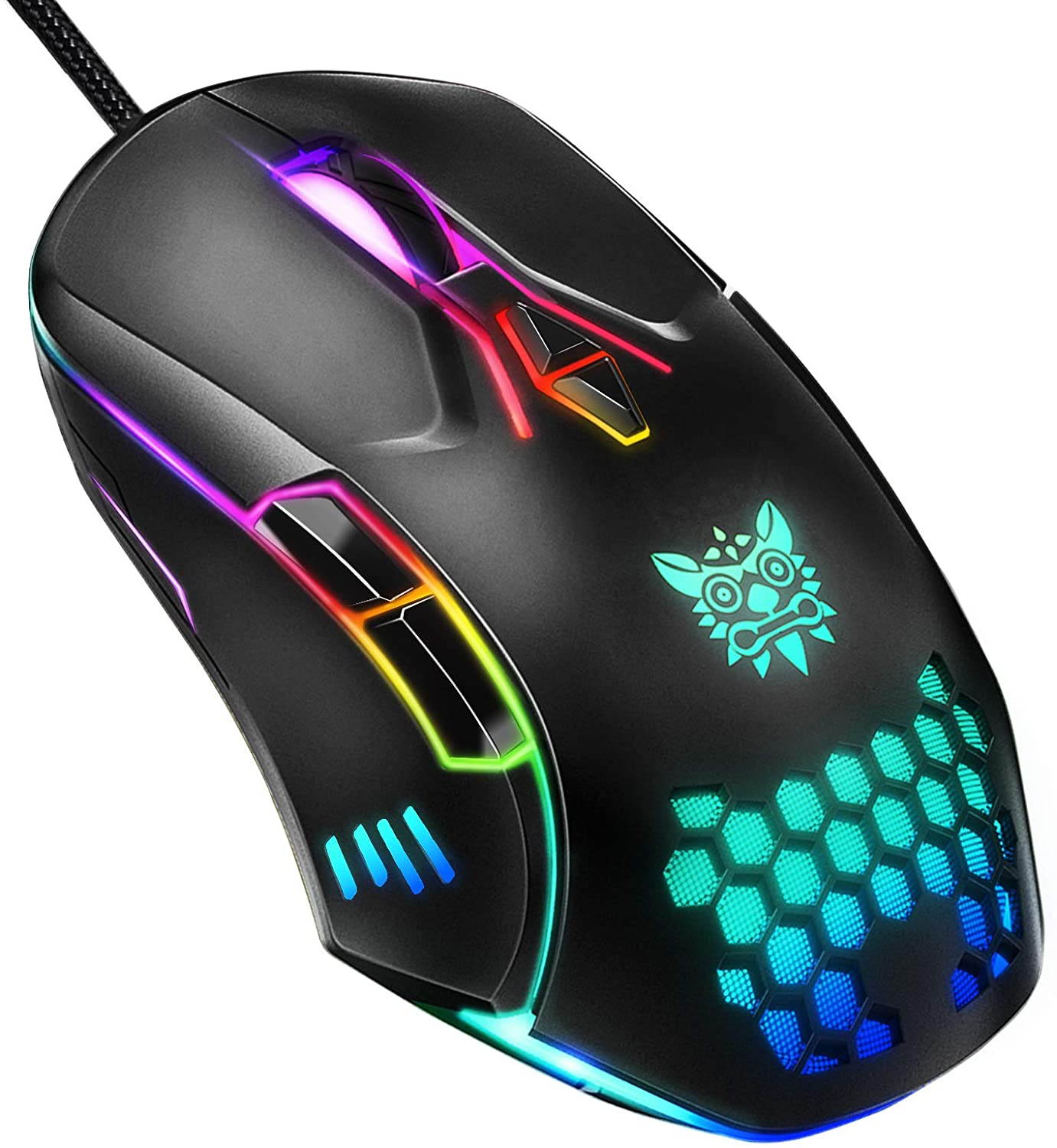 Gaming Mouse Wired, 6400 DPI Adjustable, 7 Programmable Buttons, Ergonomic Game |RGB| USB Computer Mice, Gamer Desktop Laptop PC Gaming Mouse, 7 Buttons for Windows XP/7/8/10 Mac OS Linux
