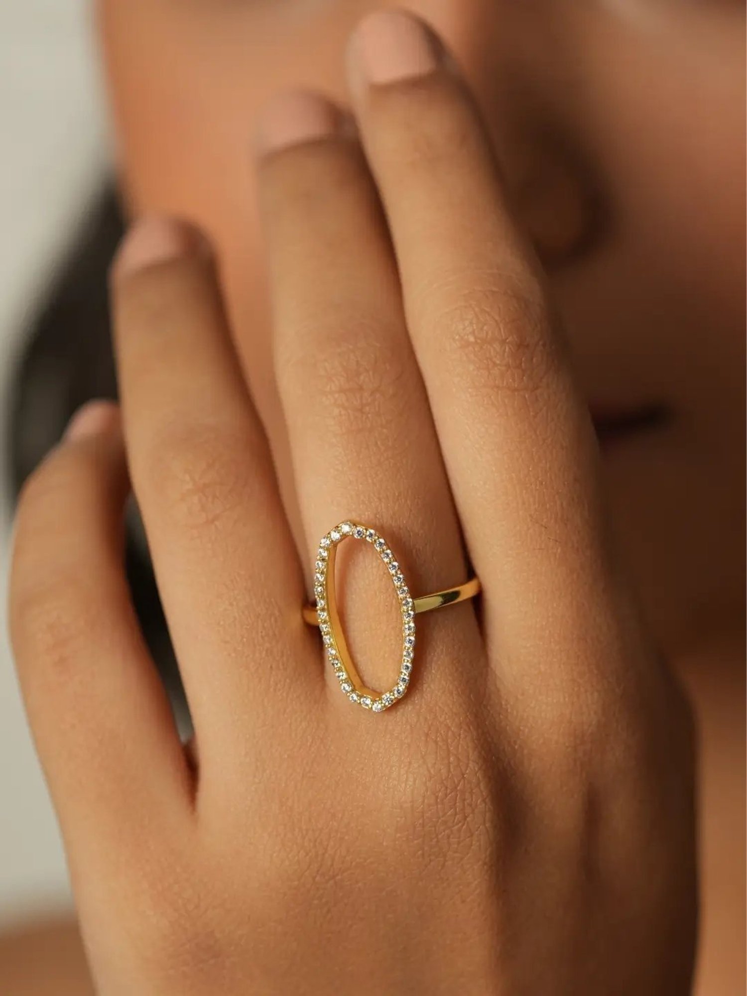 Mabel 92.5 Sterling Silver 18k Gold-Plated Octagon Statement Adjustable Ring