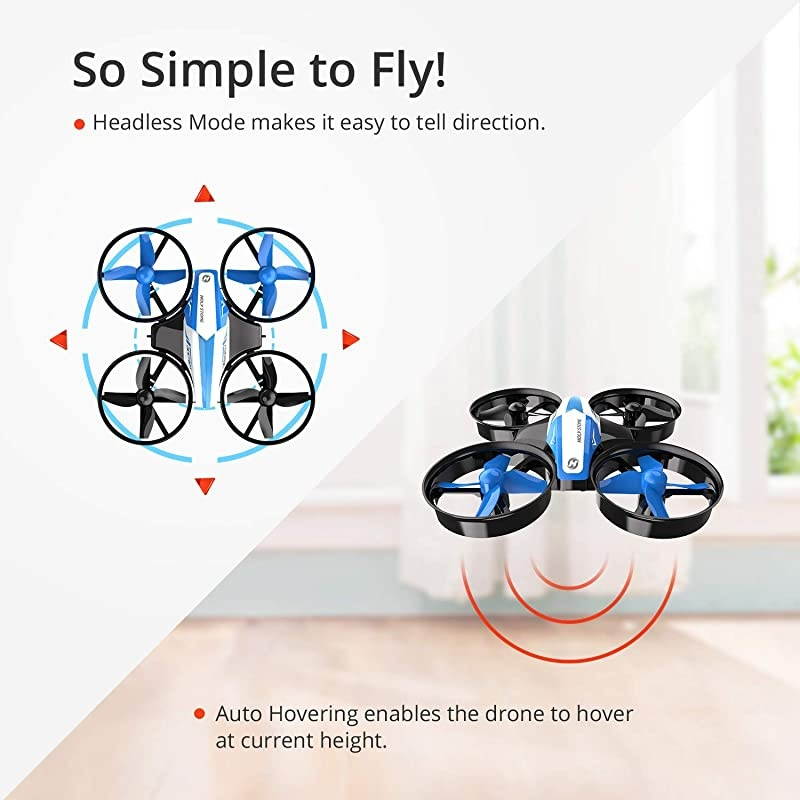 Mini Drone for Kids and Beginners RC Nano Quadcopter Indoor Small Helicopter Plane with Auto Hovering, 3D Flip, Headless Mode and 3 Batteries, Great Gift Toy for Boys and Girls, Blue