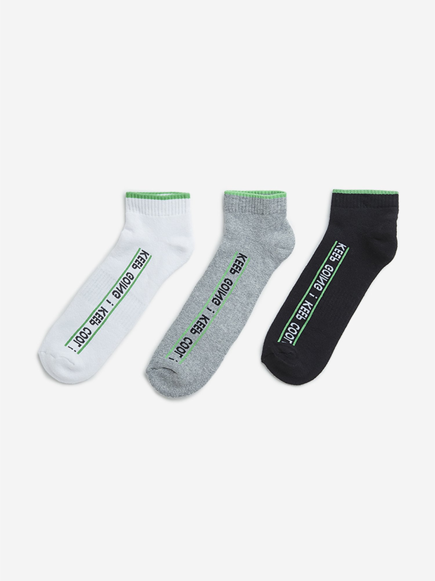 WES Lounge by Westside Grey Ankle Length Cotton Blend Socks - Pack of 3