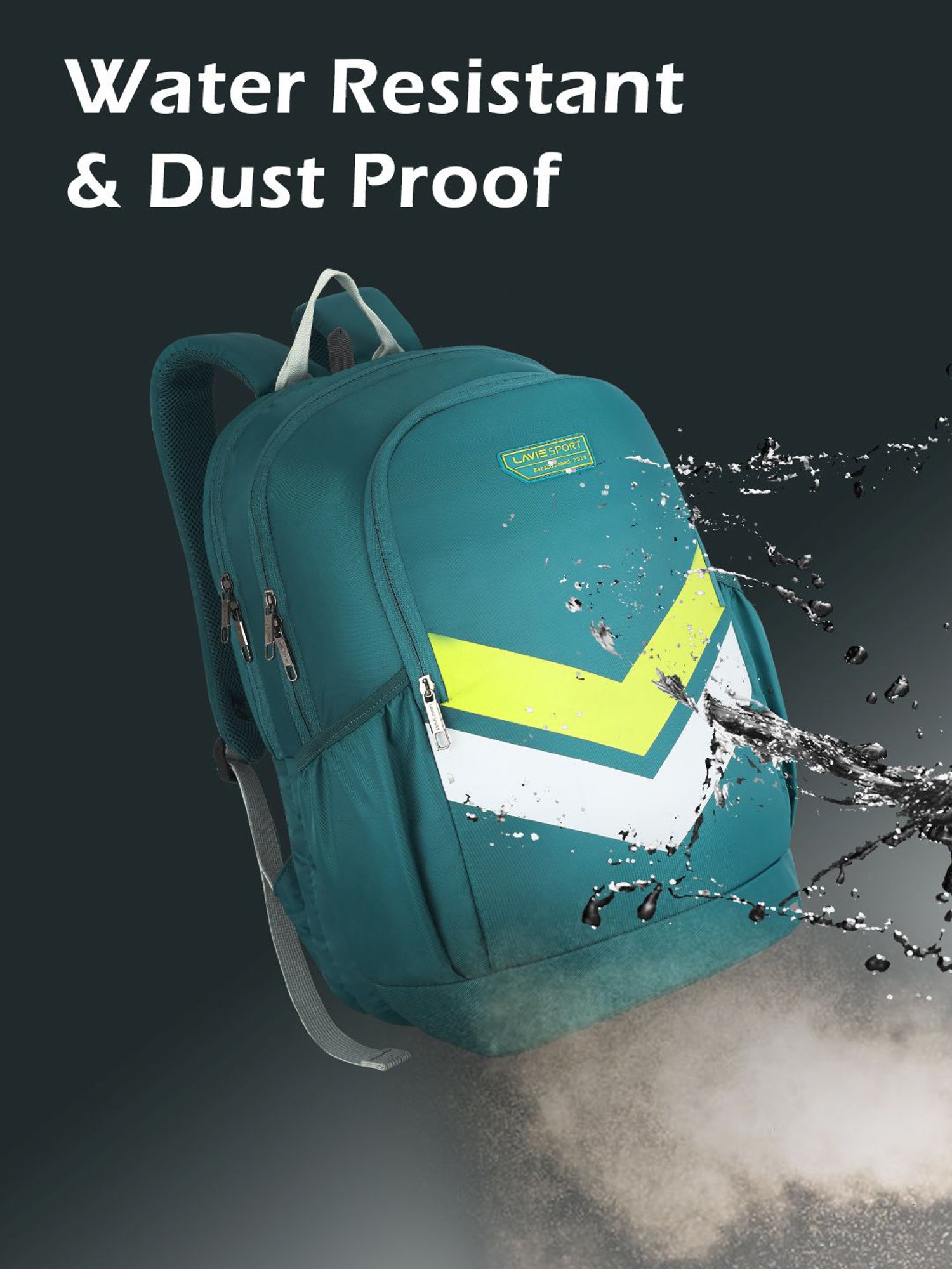 Lavie Sport Chevron 33L College Laptop Backpack with Rain cover For Boys & Girls|Men & Women (Teal)