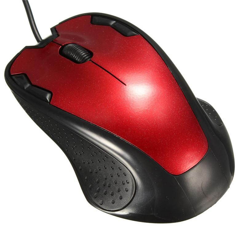For PC Computer Laptop Desktop USB Wired 1800 DPI Optical Gaming Mouse Mice - red