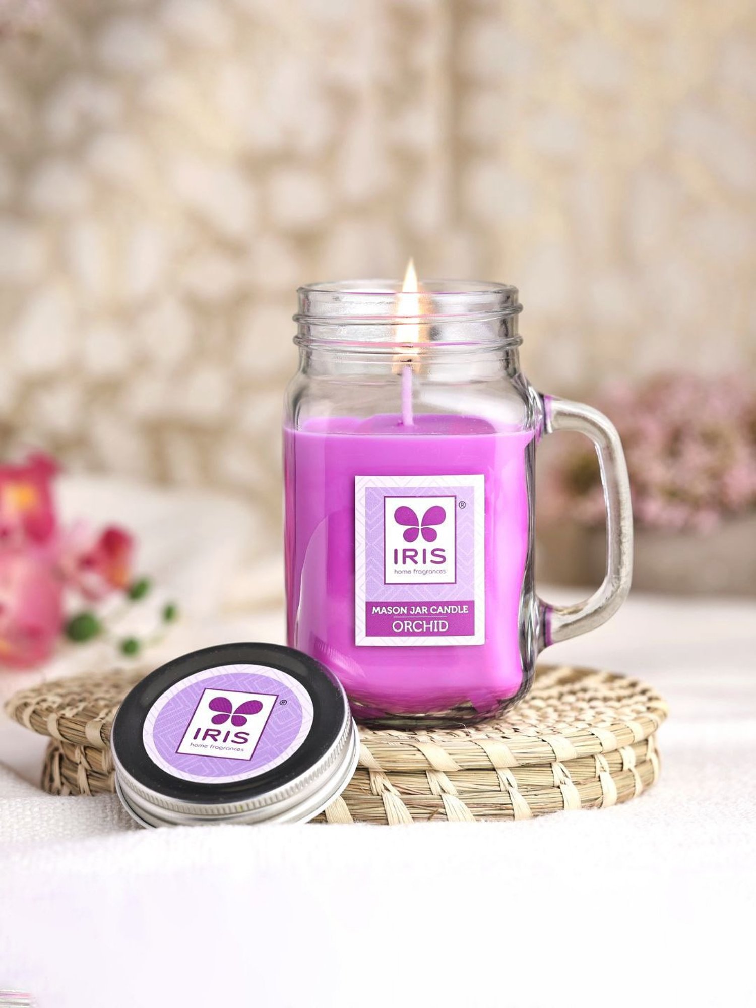 IRIS Purple Orchid Mason Jar Scented Candles