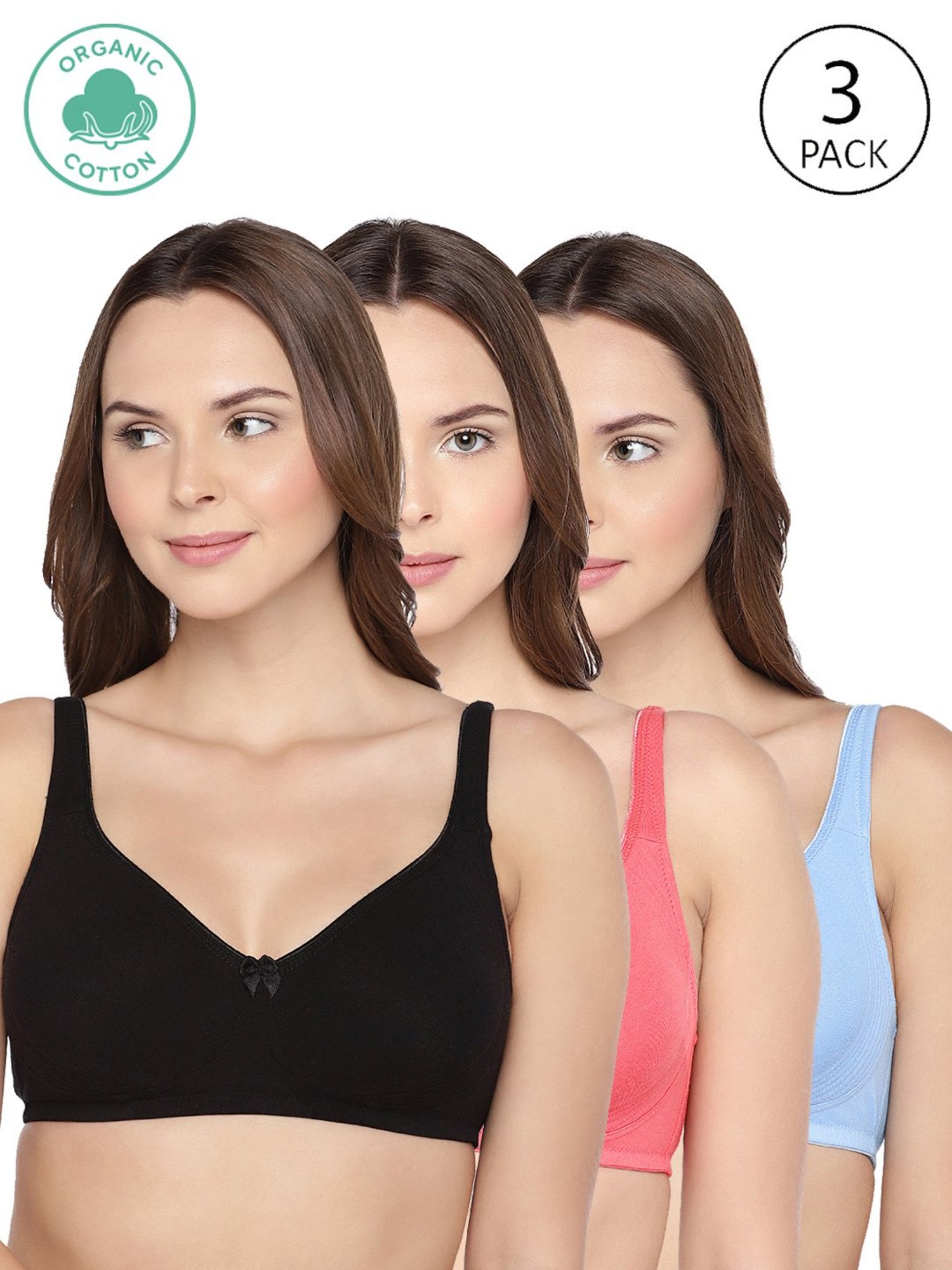 Inner Sense Multicolor Full Coverage Bra - Pack of 3