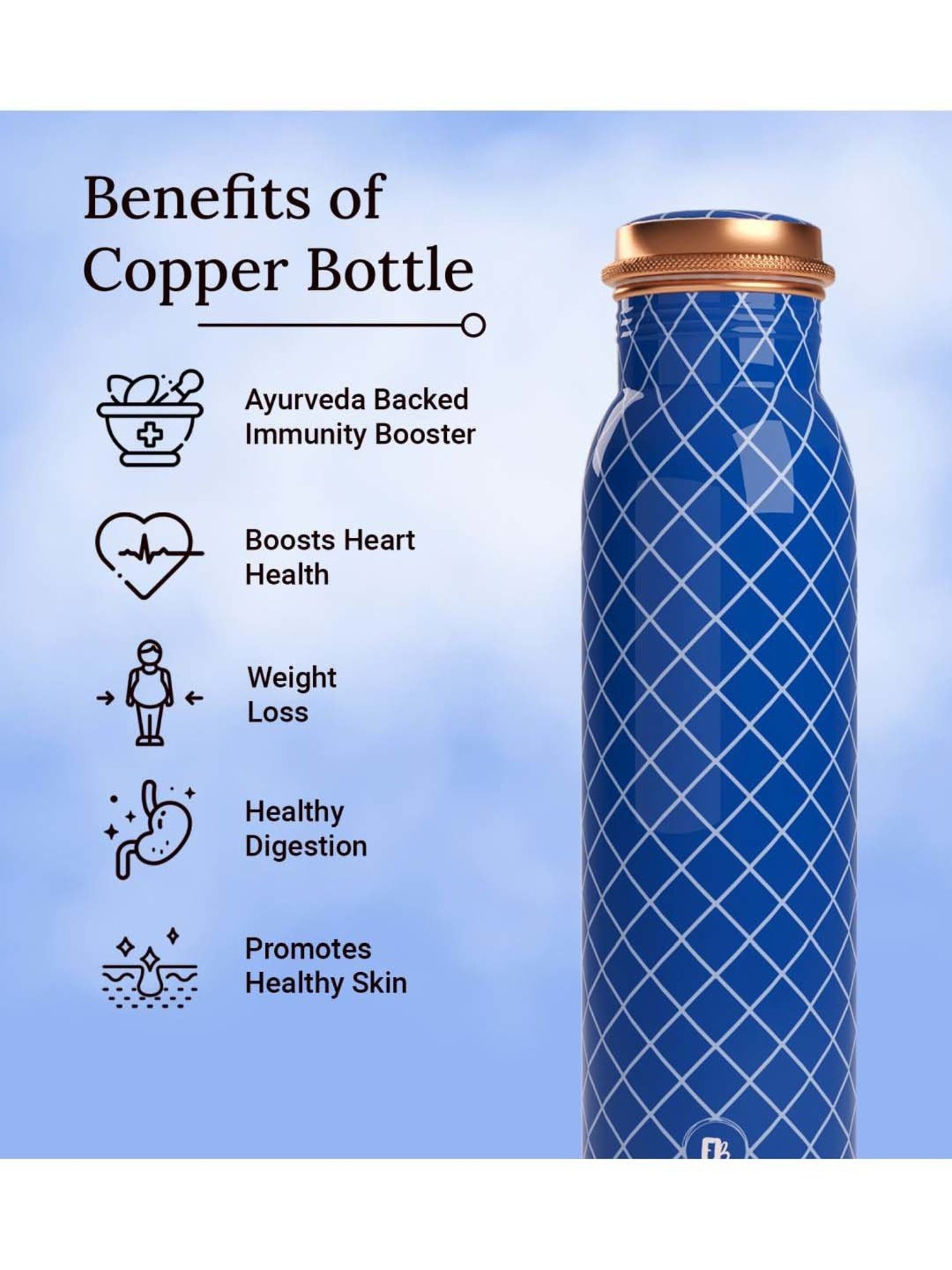 Everything Beautiful Blue Copper Water Bottle - Standard (0.9 L)