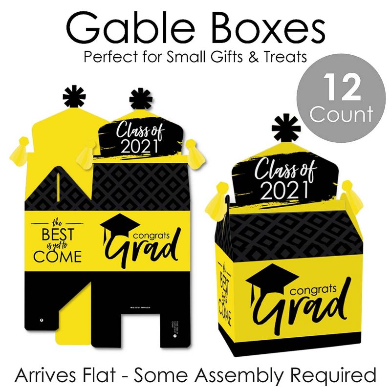 Big Dot of Happiness Yellow Grad - Best is Yet to Come - Treat Box Party Favors - 2021 Yellow Graduation Party Goodie Gable Boxes - Set of 12