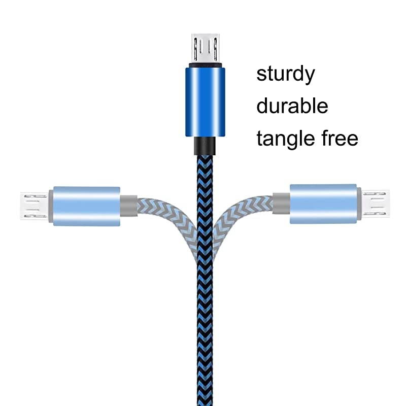 Micro USB Cable 10ft 3Pack by  High Speed 2.0 USB A Male to Micro USB Sync Charging Nylon Braided Cable for Android Phone Charger Cable Tablets Wall and Car Charger Connection Blueblack