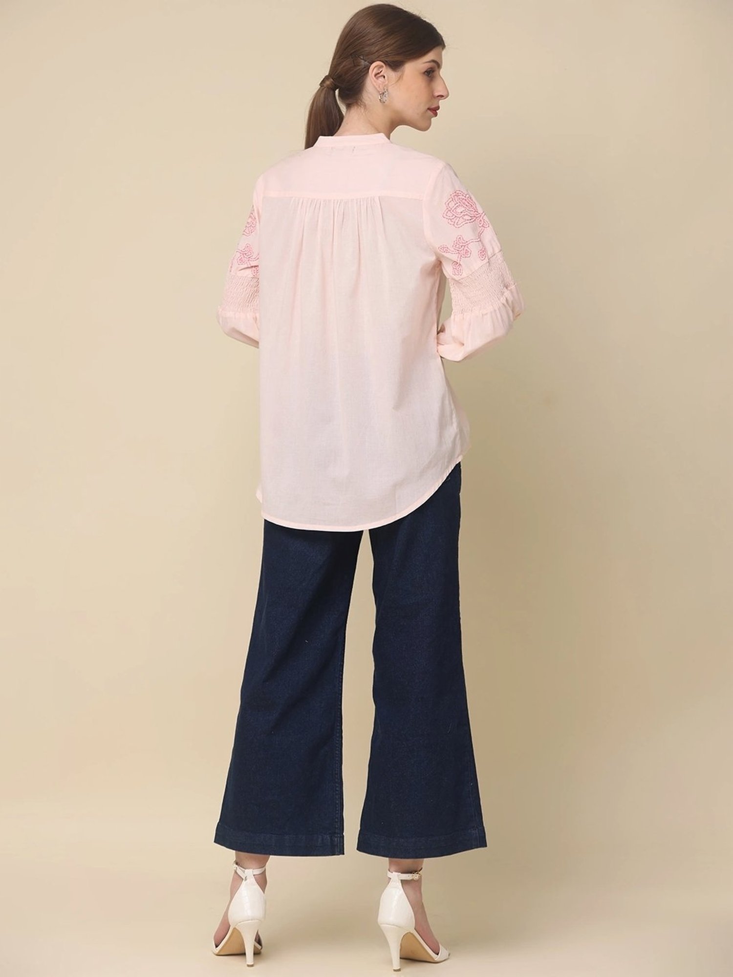 Zolo Label Pink Cotton Embroidered Shirt