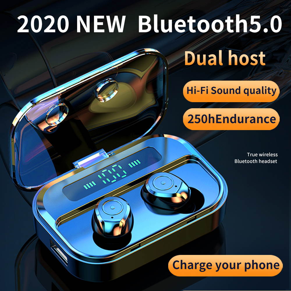 TWS Bluetooth 5.0 Earphones M7S Wireless Headphones Stereo Gaming Headset Mini Earbuds 1500mah charging Box Black