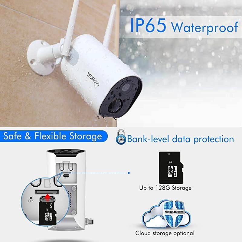 Wireless Outdoor Security Camera 10400mAh Rechargeable Battery Powered WiFi Camera  1080P Surveillance Camera for Home Security Wire Free Battery Camera Dual Antenna Motion Dection 2 Way Audio