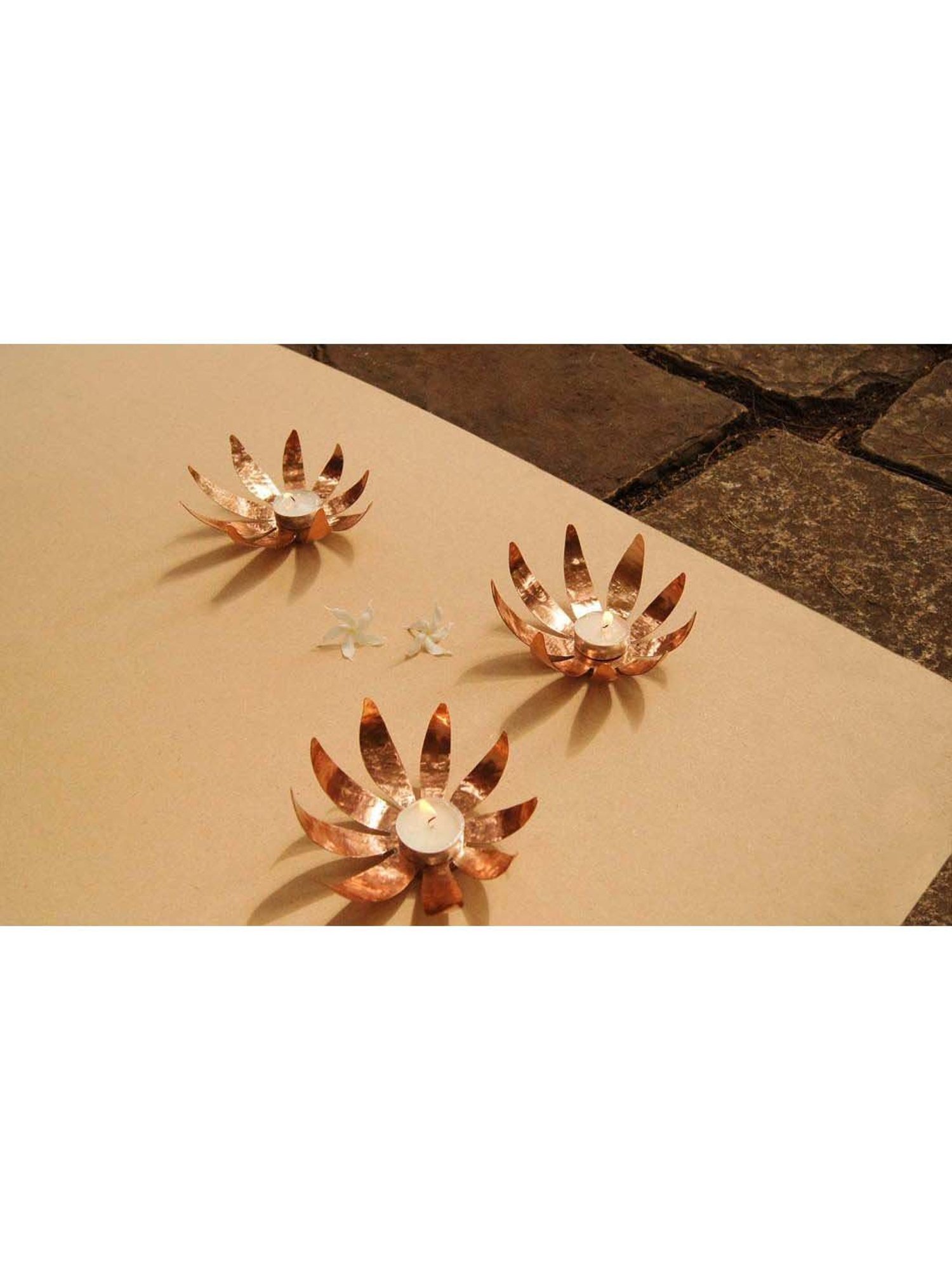 COPPRE Sunflower Copper Tea Light Holder - Set of 1
