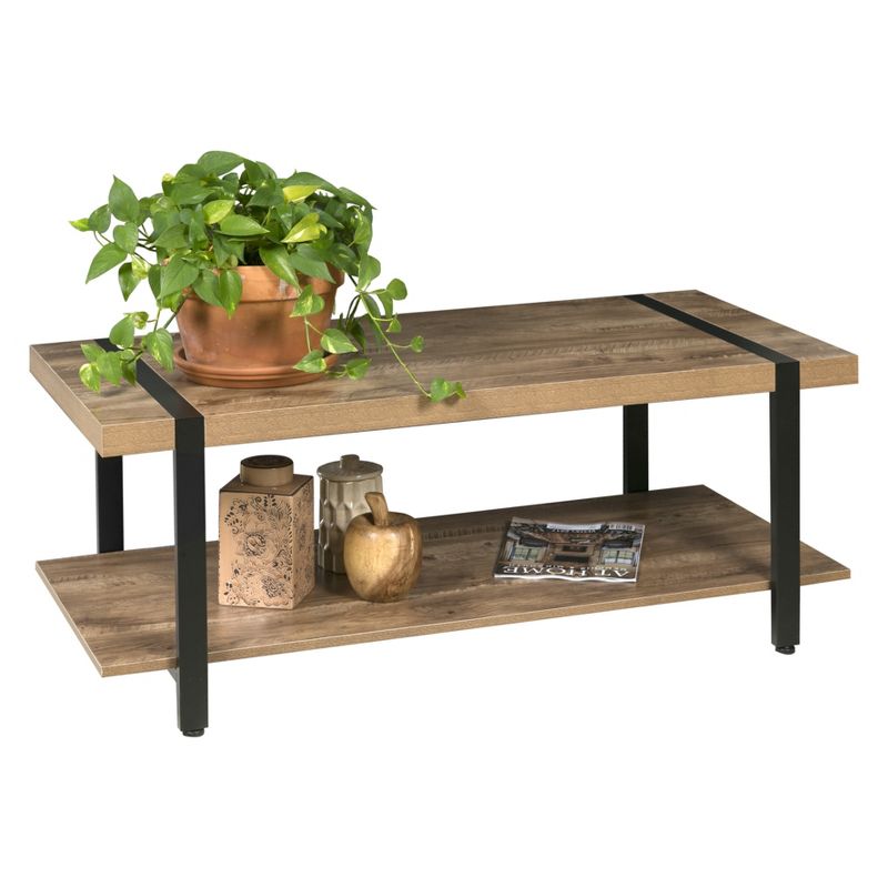Bourbon Foundry Coffee Table Wood and Inset Black Steel Oak - OneSpace